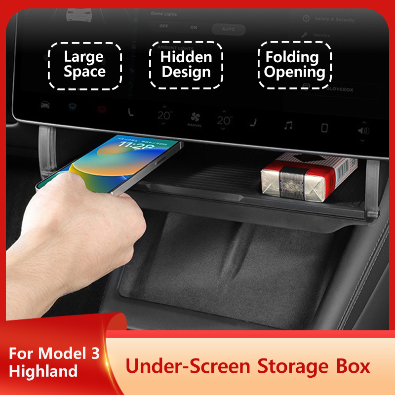 Interior Design Presentation - Under-Screen Storage Box For Tesla Model