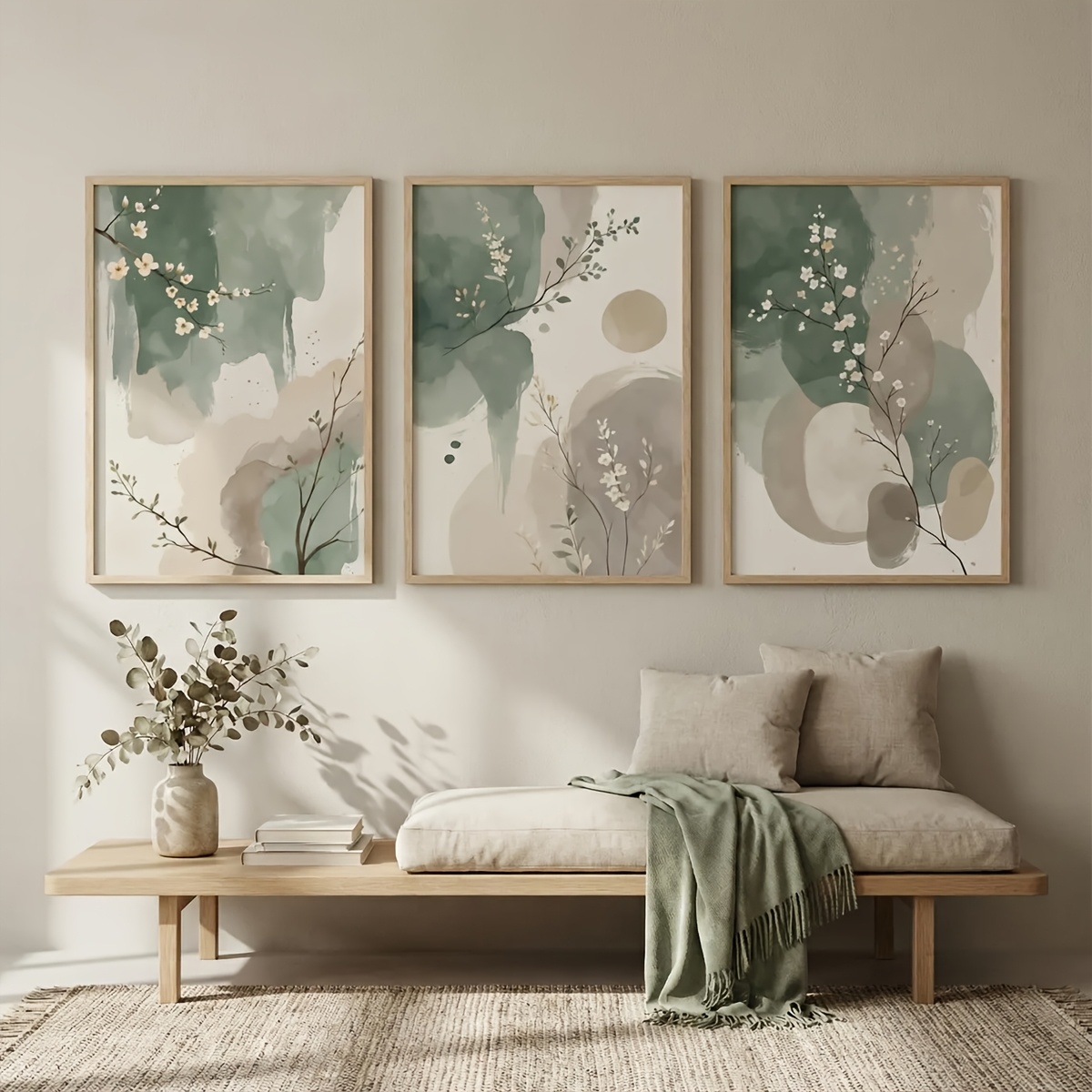 Interior Design Office - 3pcs Japanese-Style Plant Canvas Wall Art