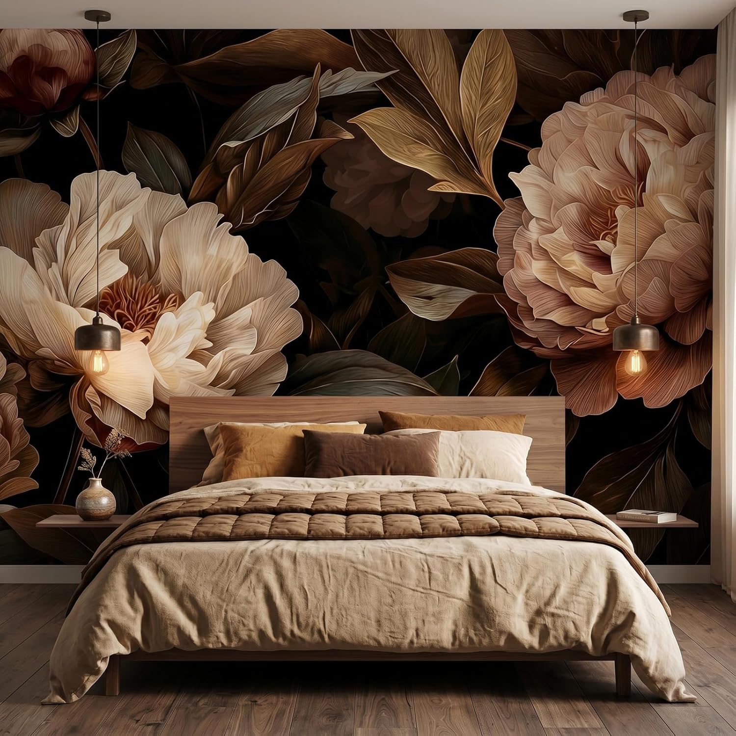 Interior Design Apartment - Elegant Peony Floral Tapestry Wall Hanging