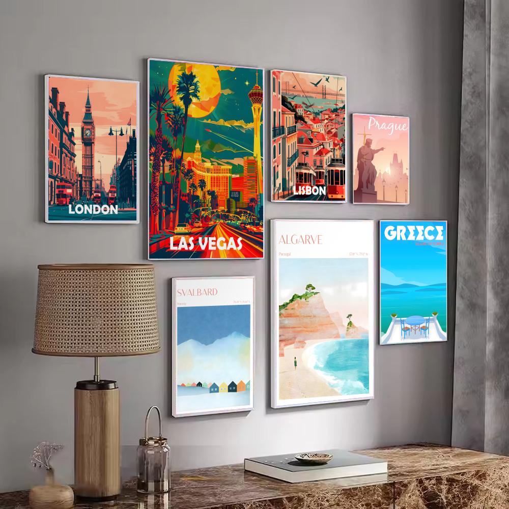 Interior Design With Wallpaper - Famous City Scenery Poster Minimalist Easy-Apply