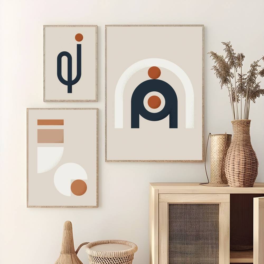 Interior Design With Wallpaper - Warm Line Color Design Poster Sticky