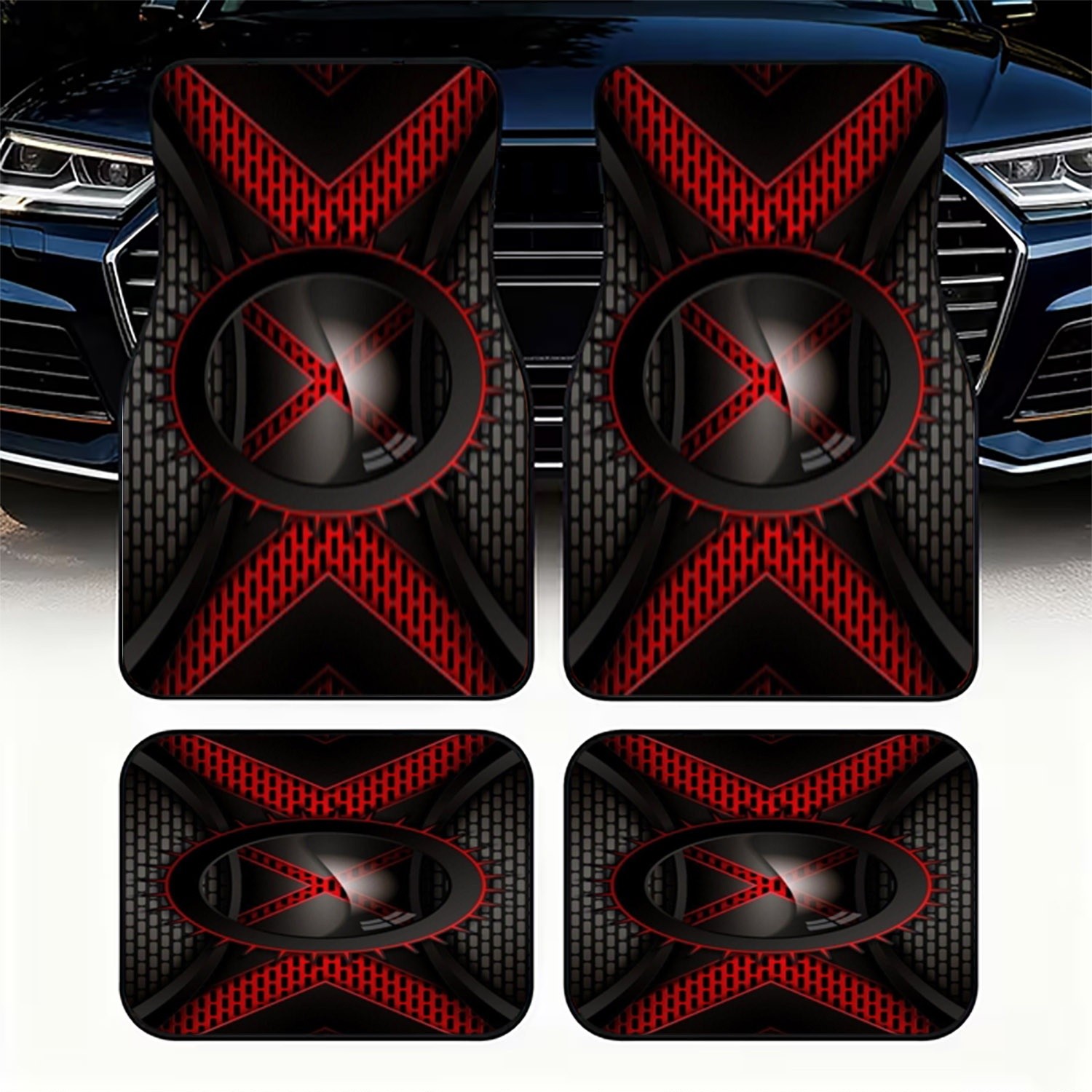 4pcs Car Floor Mats, Black & R - Interior Design Tech review and price