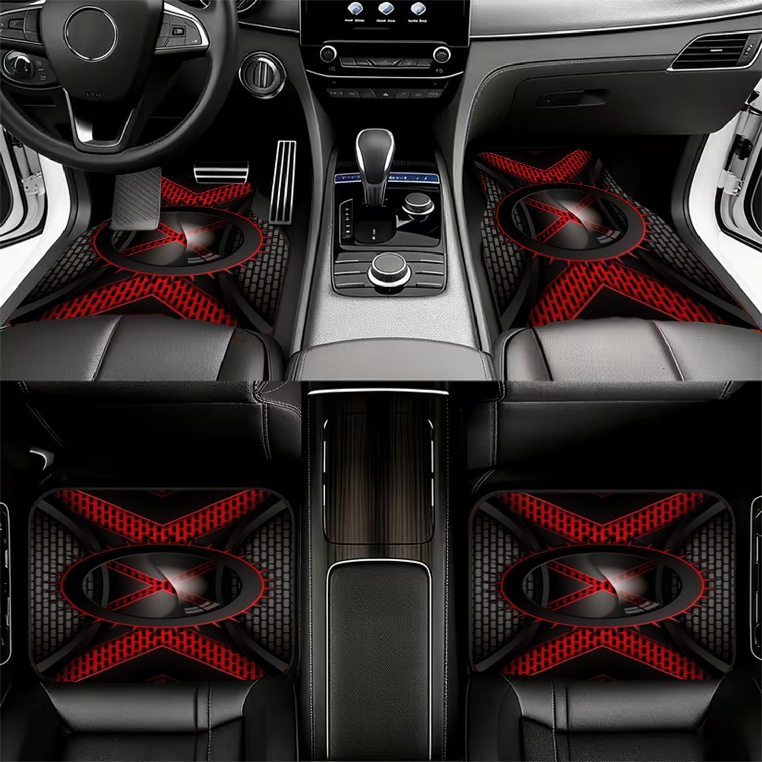 4pcs Car Floor Mats, Black & R - Interior Design Tech review and price