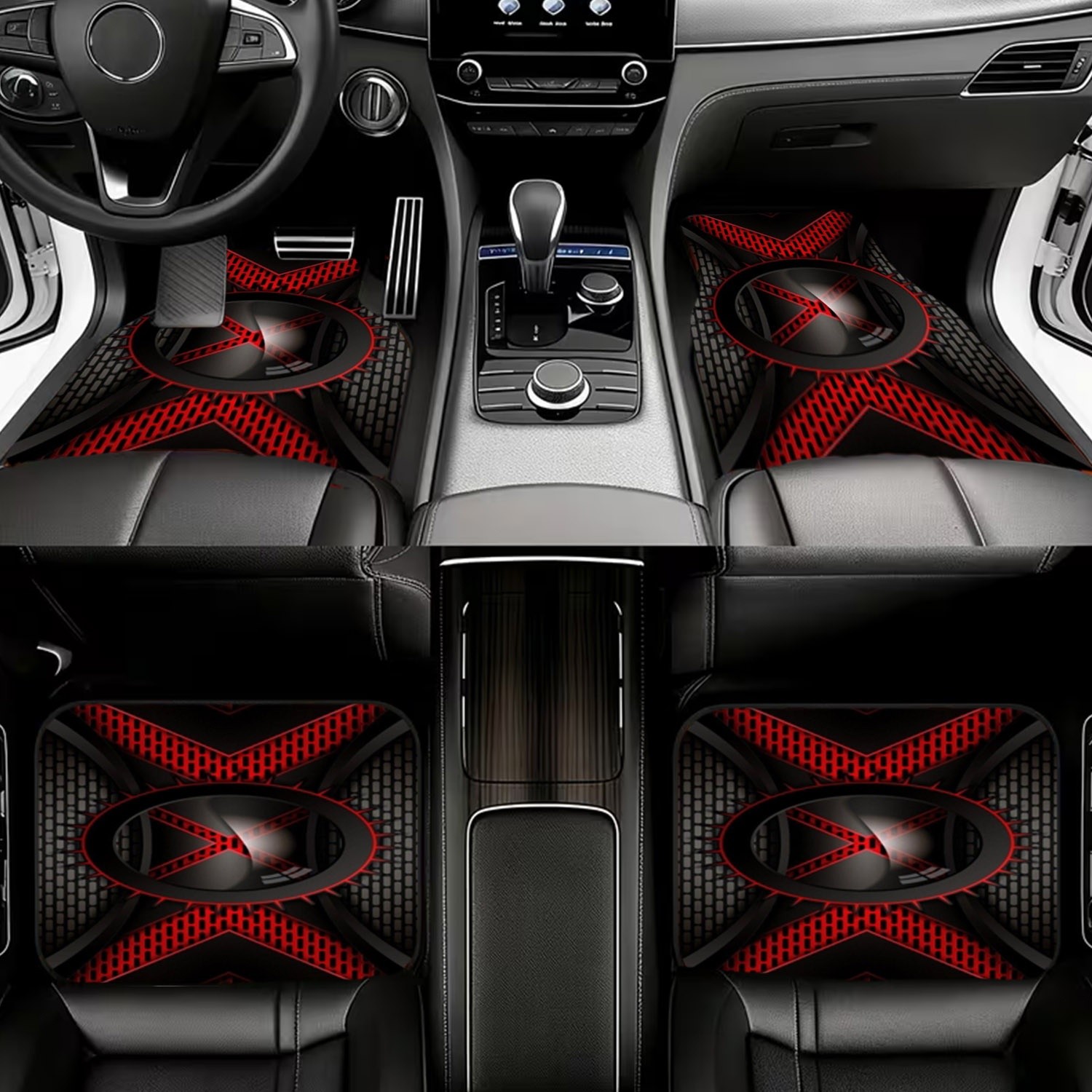 4pcs Car Floor Mats, Black & R - Interior Design Tech review and price