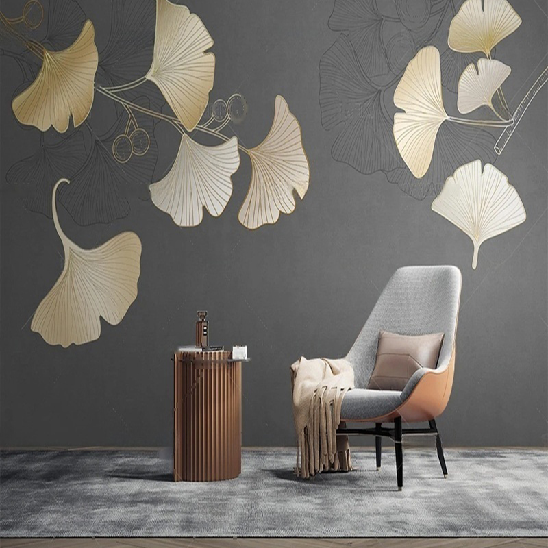 Custom Nordic Style Leaf Print - Interior Design With Wallpaper review and price