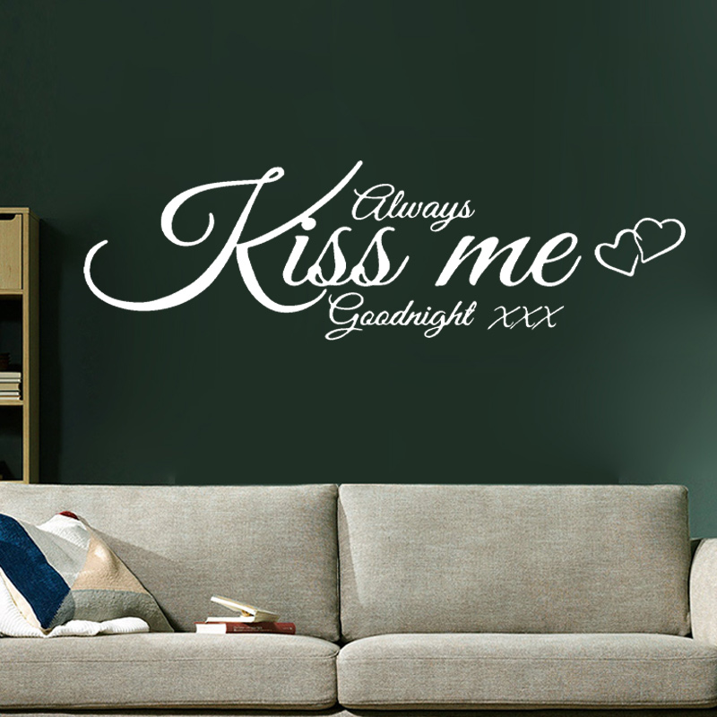 Wall Decal Quote Always Kiss M - Interior Design With Wallpaper review and price