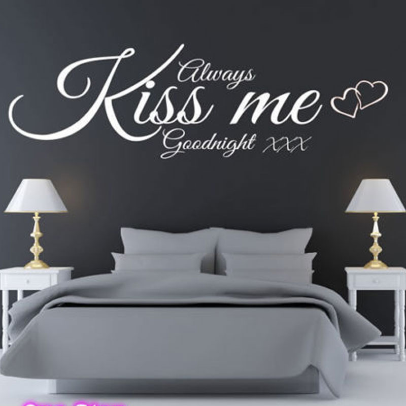 Wall Decal Quote Always Kiss M - Interior Design With Wallpaper review and price