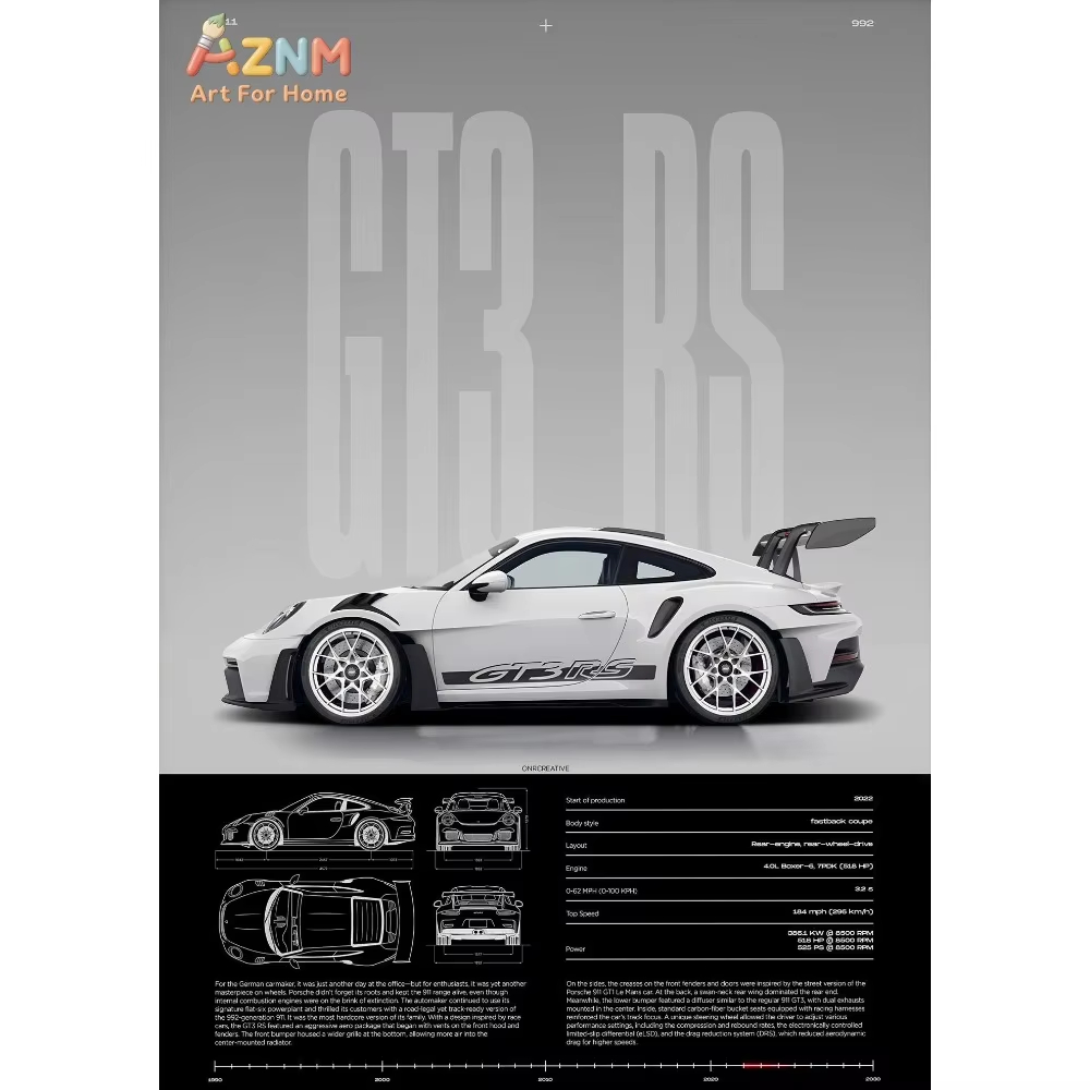 1pc Minimalist 911 GT3-RS 718  - Interior Design Apartment review and price