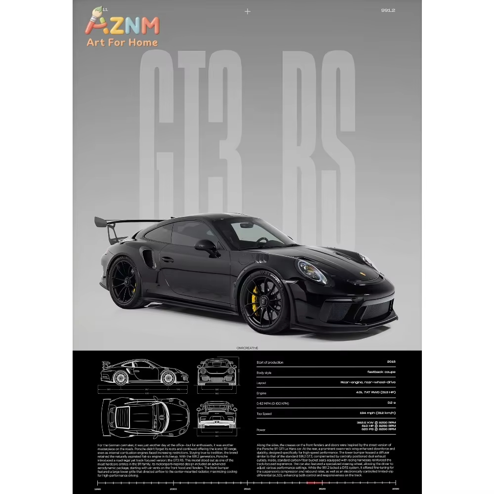 1pc Minimalist 911 GT3-RS 718  - Interior Design Apartment review and price