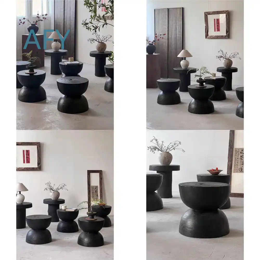 Carbonized Wood Stool for Home - Interior Design Zen review and price