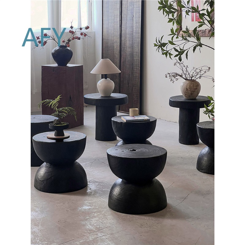 Carbonized Wood Stool for Home - Interior Design Zen review and price