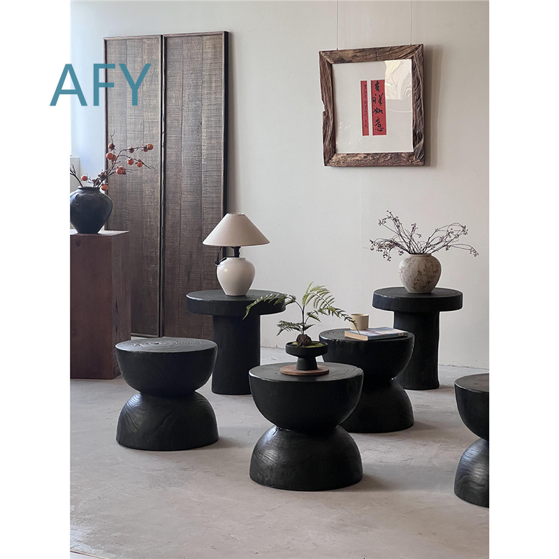 Carbonized Wood Stool for Home - Interior Design Zen review and price