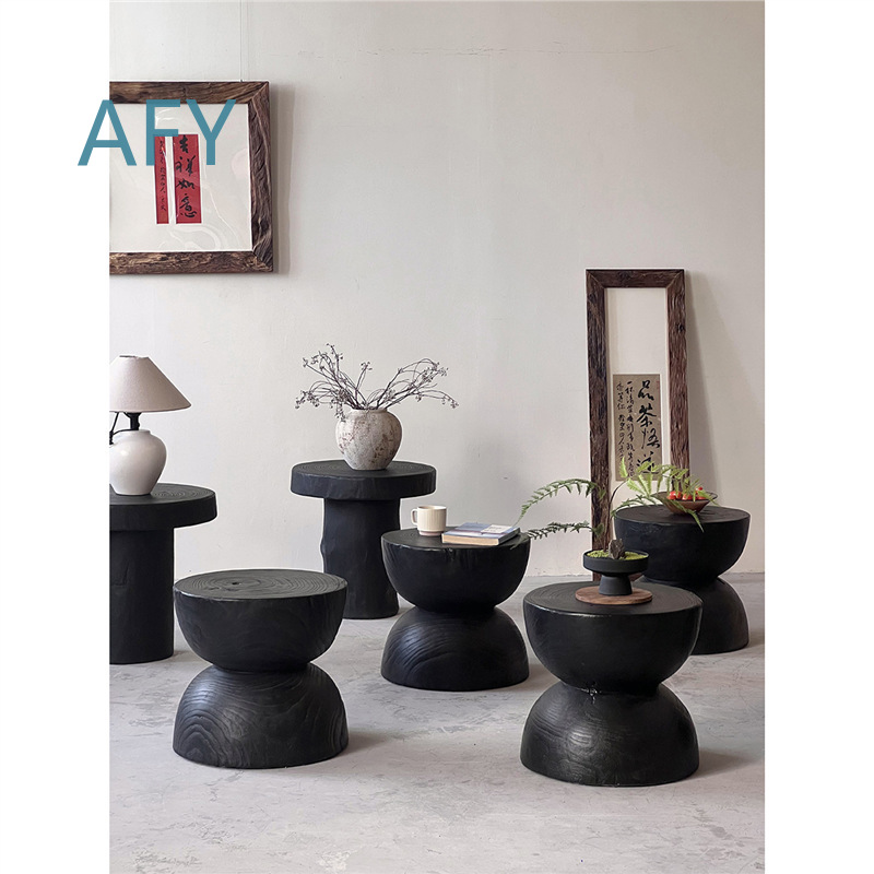 Carbonized Wood Stool for Home - Interior Design Zen review and price
