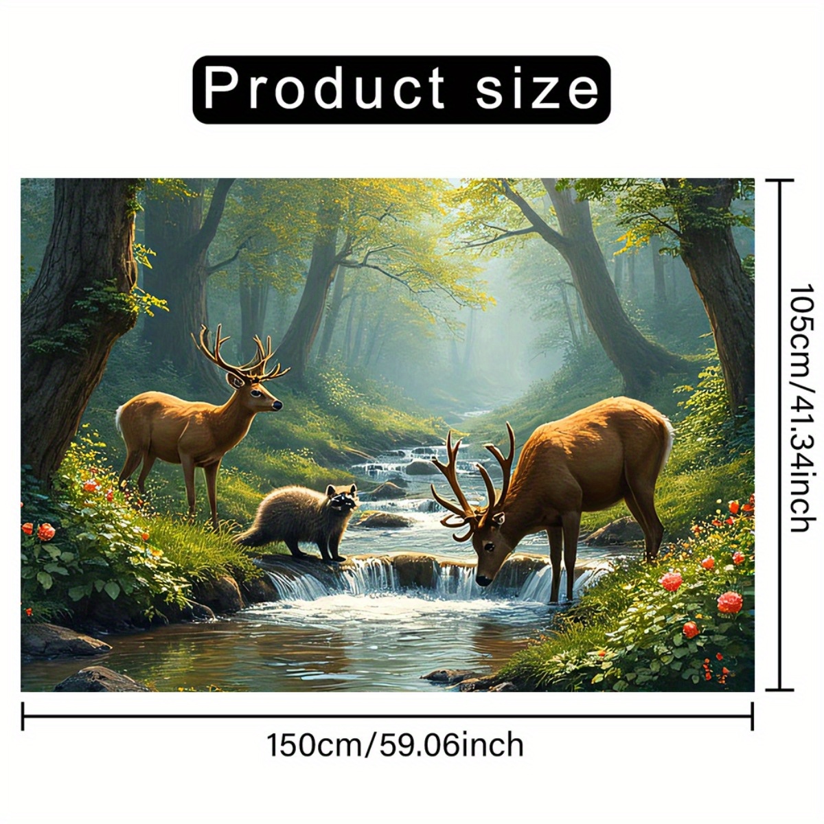 Deer Forest Stream Wall Mural  - Interior Design With Wallpaper review and price