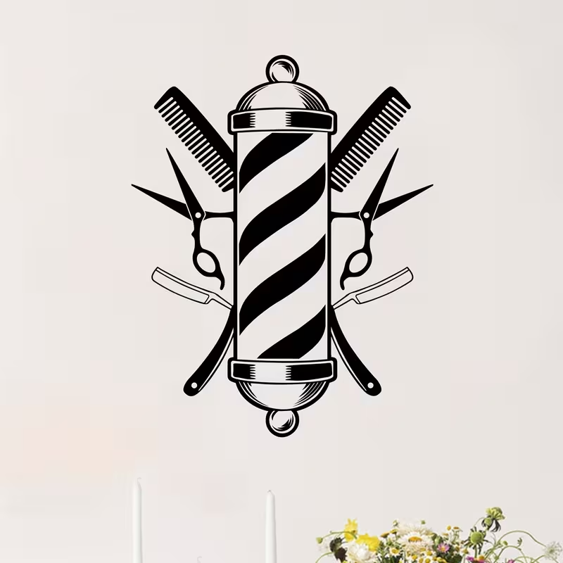 Barber Shop Wall Sticker Vinyl - Interior Design With Wallpaper review and price