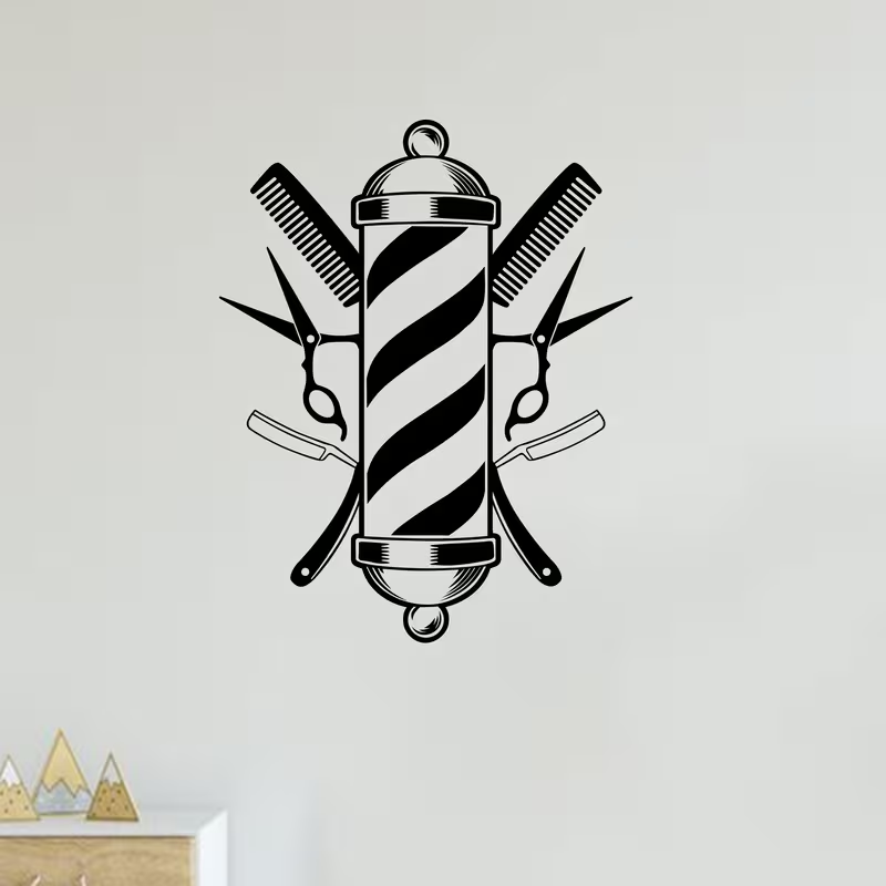 Barber Shop Wall Sticker Vinyl - Interior Design With Wallpaper review and price